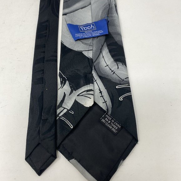 Disney Winnie The Pooh Themed Mens Tie Tigger Eeyore Black & Gray Necktie - Picture 3 of 6
